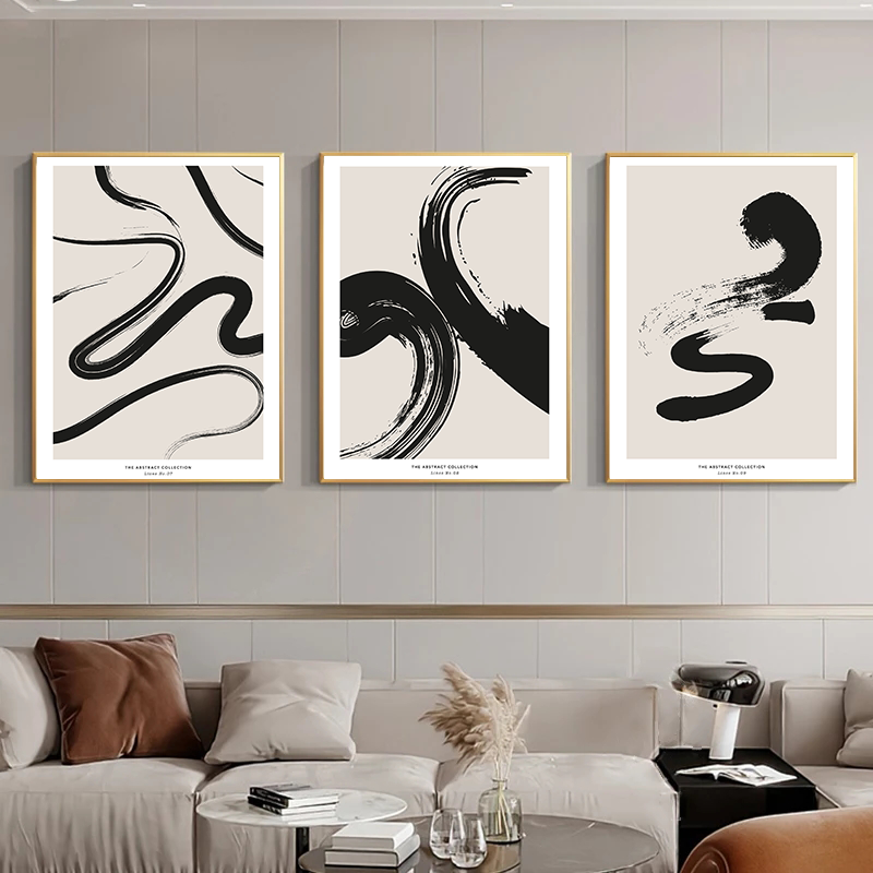 미니멀리스트 페인트 스트로크 추상 벽 예술 프린트 블랙 - Photography Geometry 리뷰 및 가격